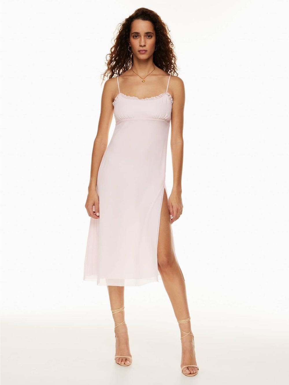 Light Pink Slip Dress with Side Slit - Women Intimates & Sleepwear